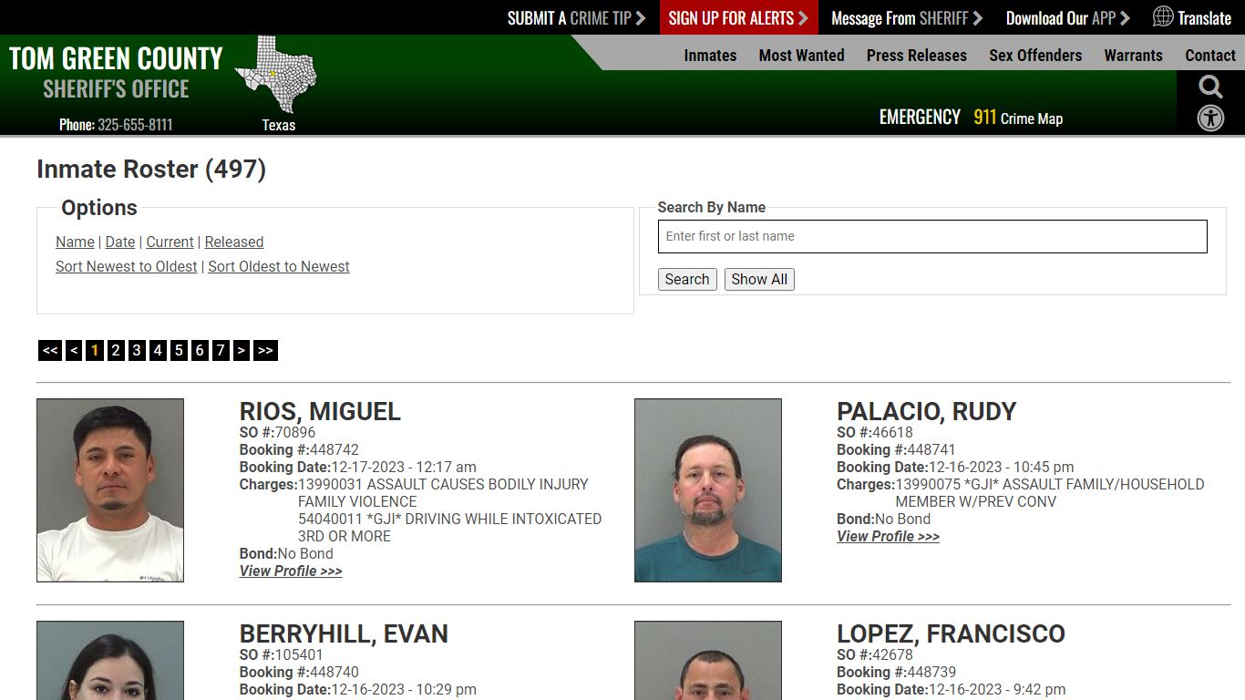 Inmate Roster (500) - Tom Green County Sheriff