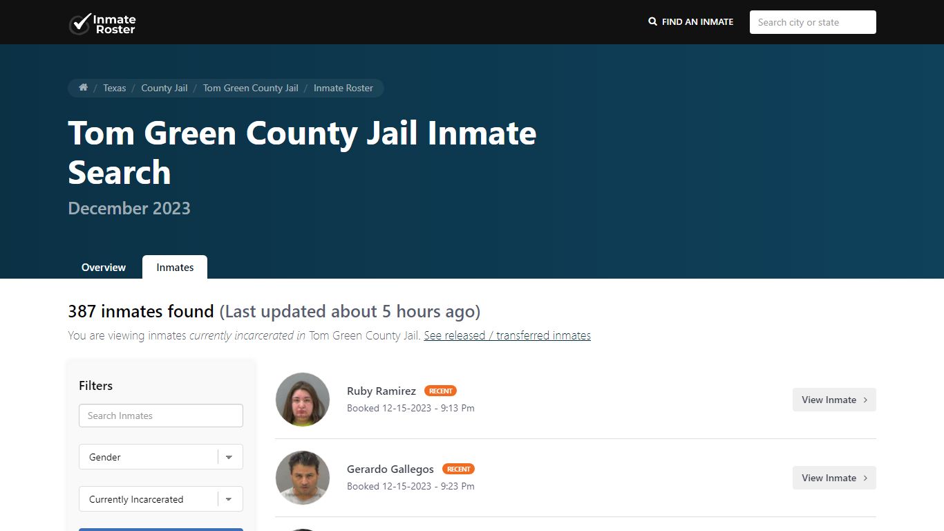 Tom Green County Jail Inmate Search - InmateRoster
